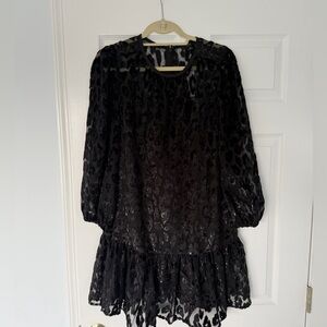 NWT J. Crew Black Leopard Velvet Dress Size 6